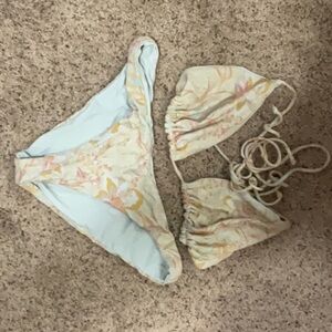 O'Neill Pastel Floral Bikini Bottoms in Mint, Yellow & Pink